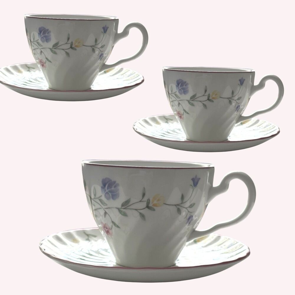 Vintage Johnson Brothers Summer Chintz Cup and Saucer - 3 Sets Made in England
